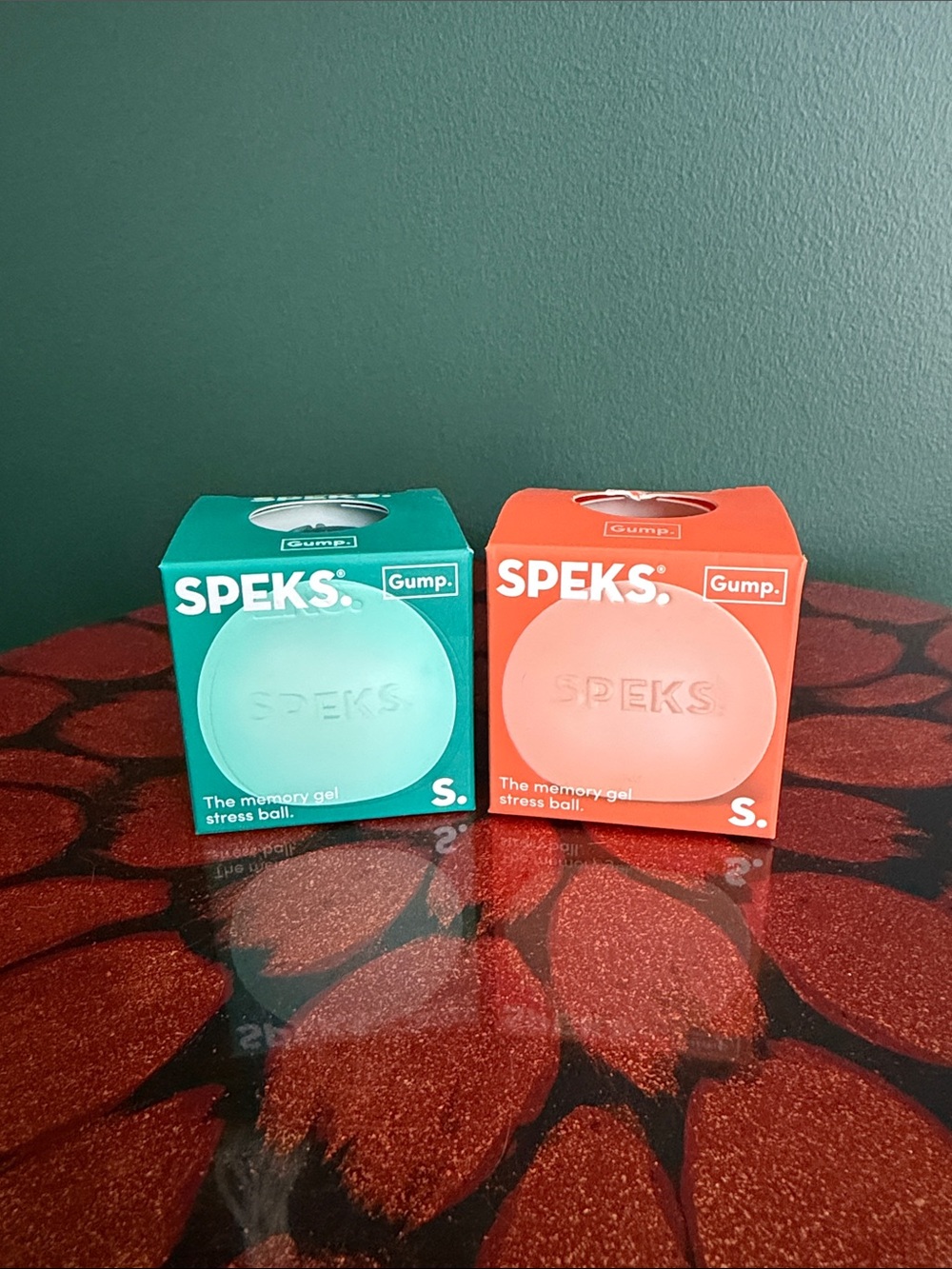 Speks Memory Gel Stress Ball - Teal and Orange/Coral (Set of 2)